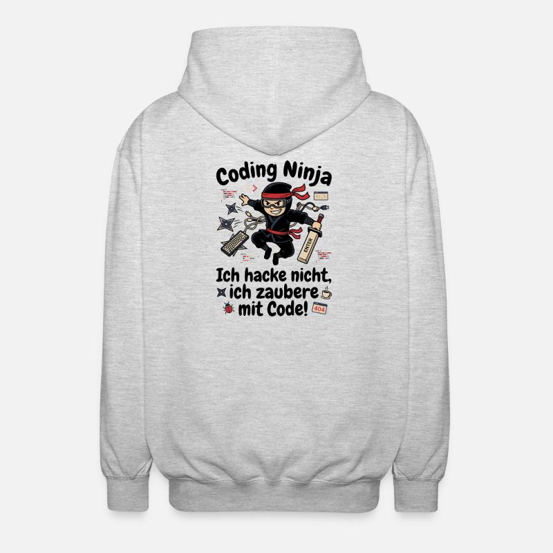 Coder Ninja Programmierer Humor - Unisex Kapuzenjacke - Hellgrau meliert