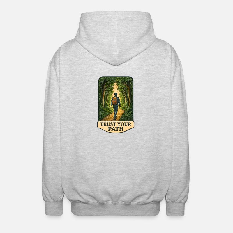 Path trust in the forest - Unisex Hooded Jacket - light heather grey
