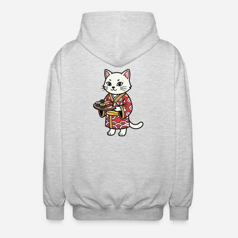 Sushi-Katze - Unisex Kapuzenjacke - Hellgrau meliert