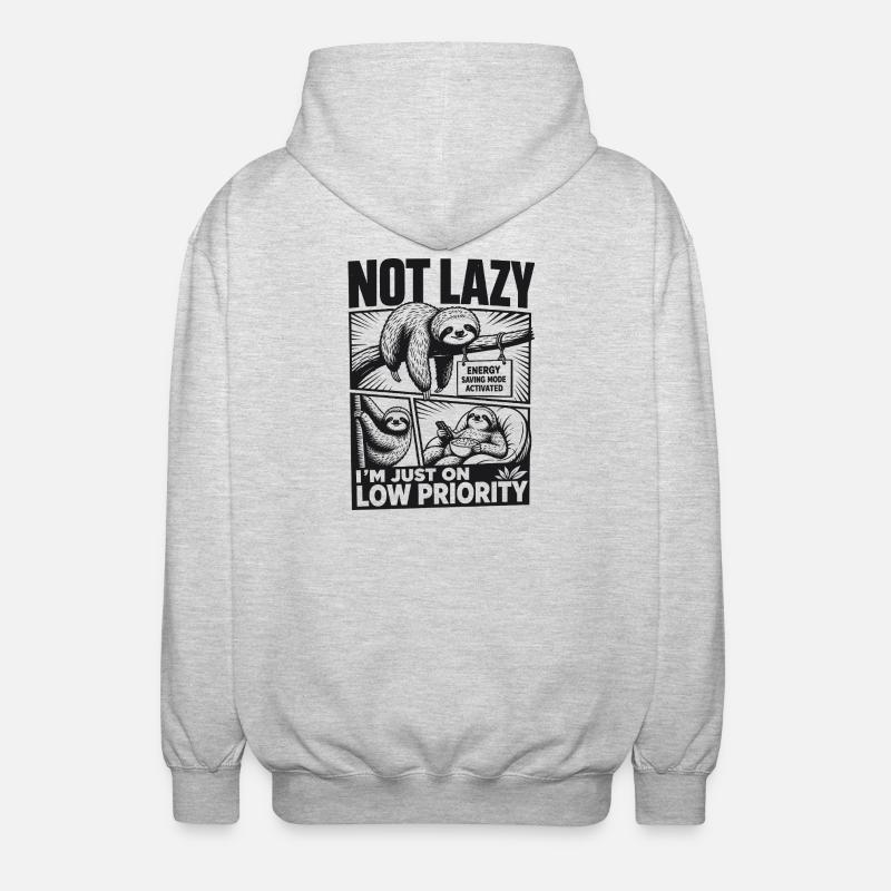 Not Lazy Low Priority Sloth - Unisex Hooded Jacket - light heather grey