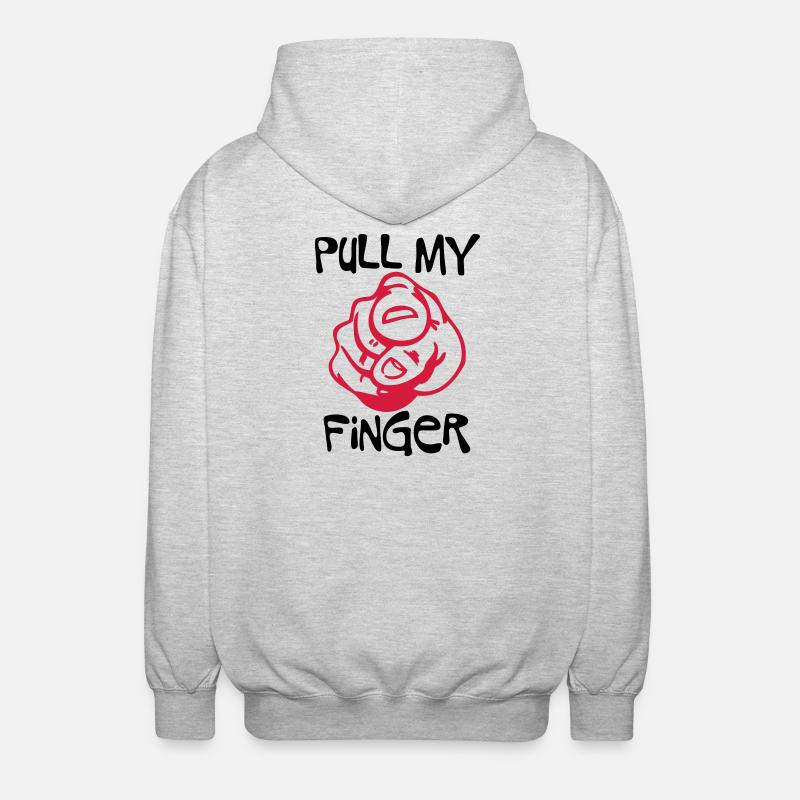 Pull my Finger - Unisex Kapuzenjacke - Hellgrau meliert
