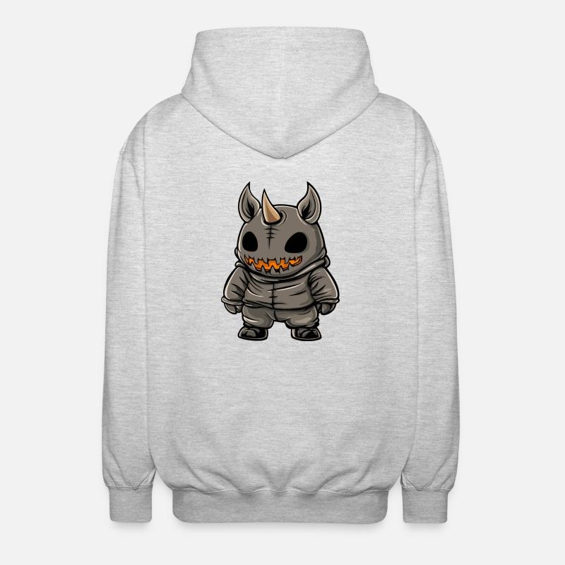 Rhinocéros Halloween Bande Dessinée Drôle - Veste à capuche unisexe - gris clair chiné