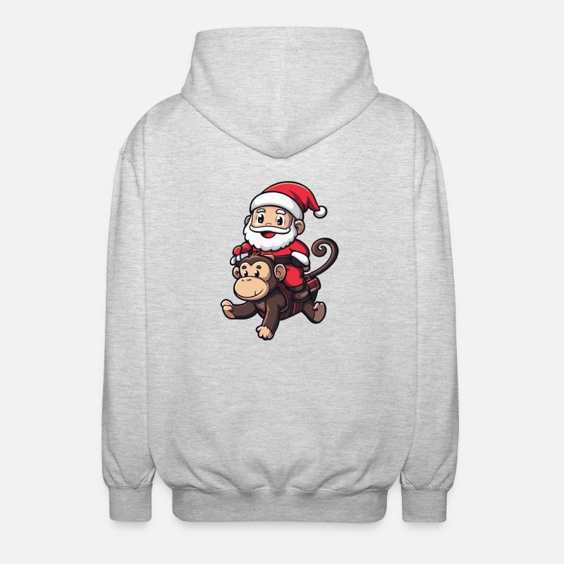 Singe Père Noël - Veste à capuche unisexe - gris clair chiné