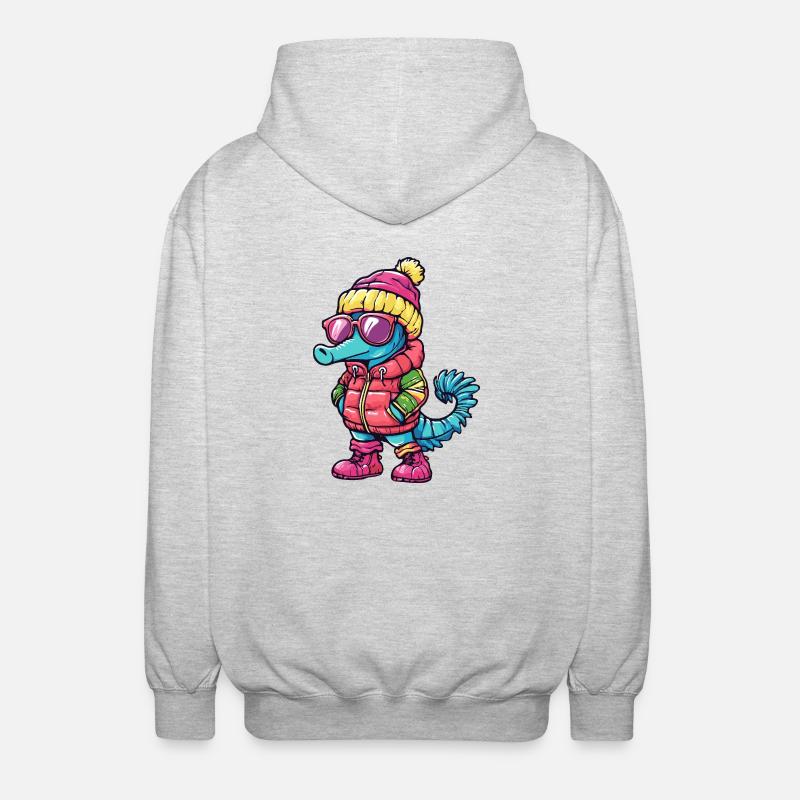 Hippocampe Bande dessinée cool - Veste à capuche unisexe - gris clair chiné