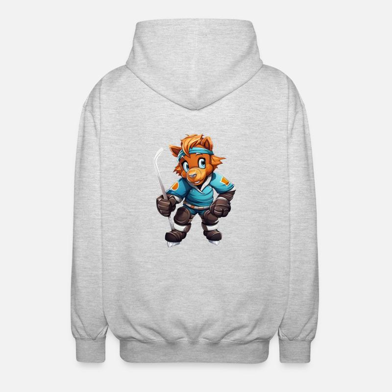 variation 24357Pferd als Eishockeyspieler - Unisex Kapuzenjacke - Hellgrau meliert