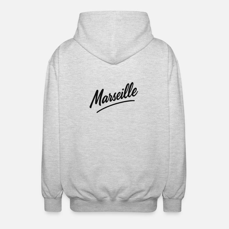 Marseille Script Schwung - Unisex Kapuzenjacke - Hellgrau meliert