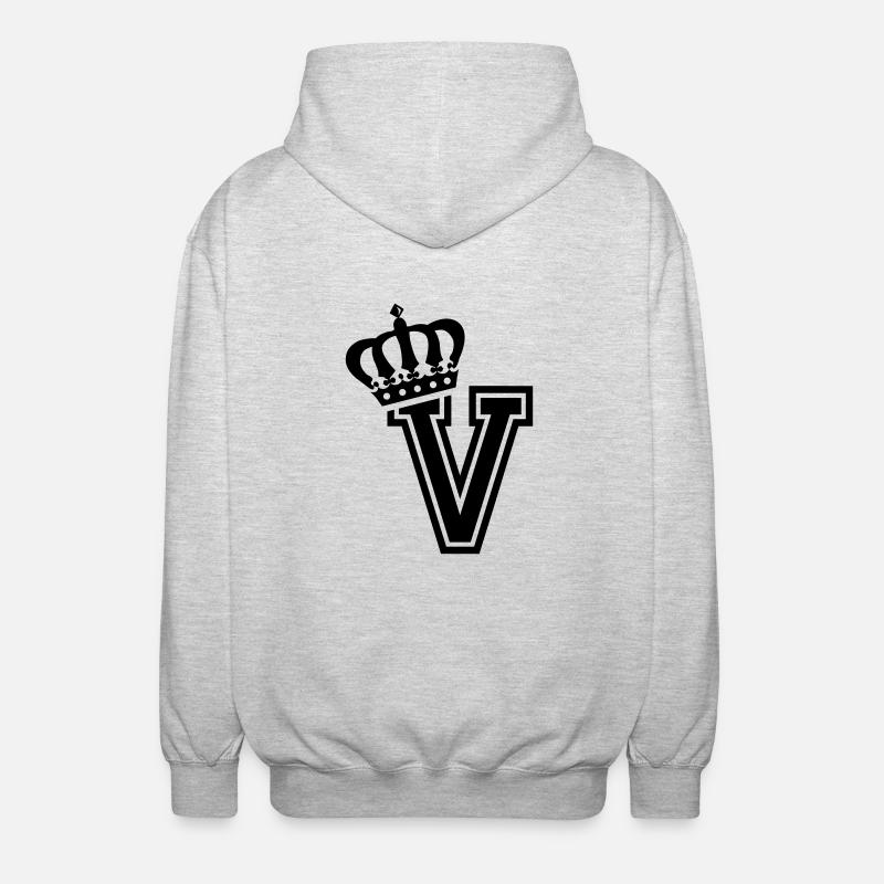 Buchstabe V - Unisex Kapuzenjacke - Hellgrau meliert
