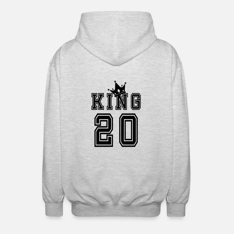 king 20 - Unisex Kapuzenjacke - Hellgrau meliert