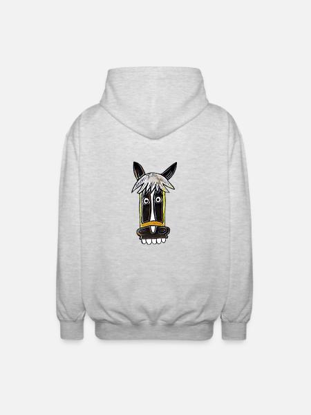 verrücktes Pferd Seppl Comic - Unisex Kapuzenjacke - Hellgrau meliert