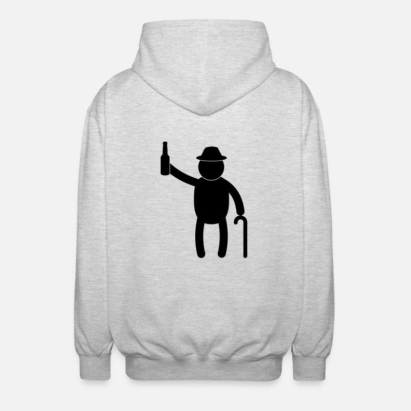 Old man drinking Beer - Unisex Kapuzenjacke - Hellgrau meliert