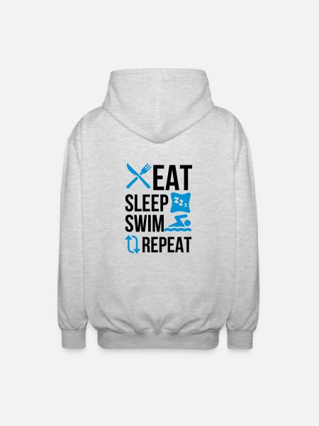 Eat sleep swim - Unisex Hooded Jacket - light heather grey