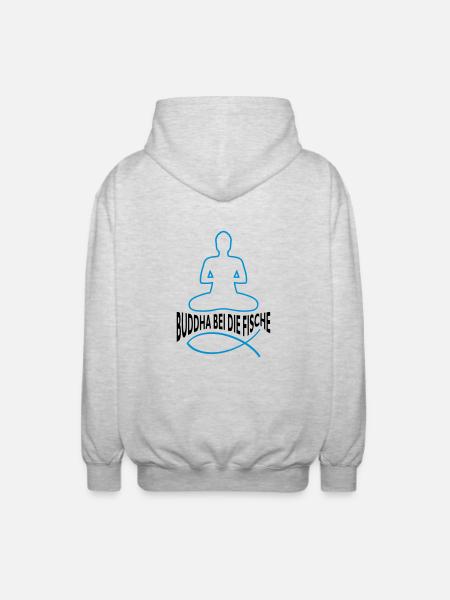 BUDDHA IN THE FISH - Unisex Hooded Jacket - light heather grey