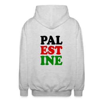 Palestina - Unisex Kapuzenjacke - Hellgrau meliert - Hinten - AI Model Male 185 light (185cm)