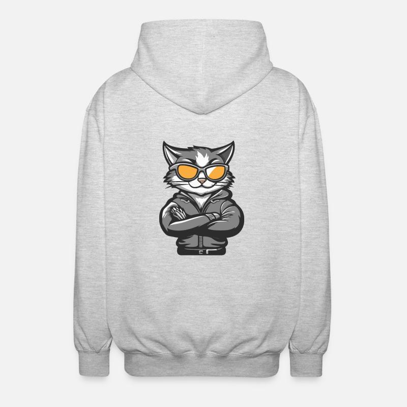 Chat Bande Dessinée Cool - Veste à capuche unisexe - gris clair chiné