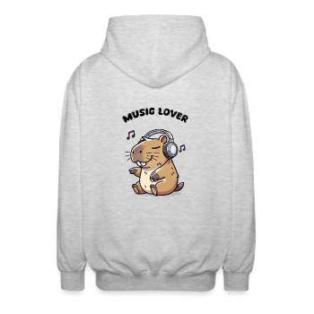 capybara musik - Unisex Kapuzenjacke - Hellgrau meliert - Hinten - AI Model Male 185 light (185cm)