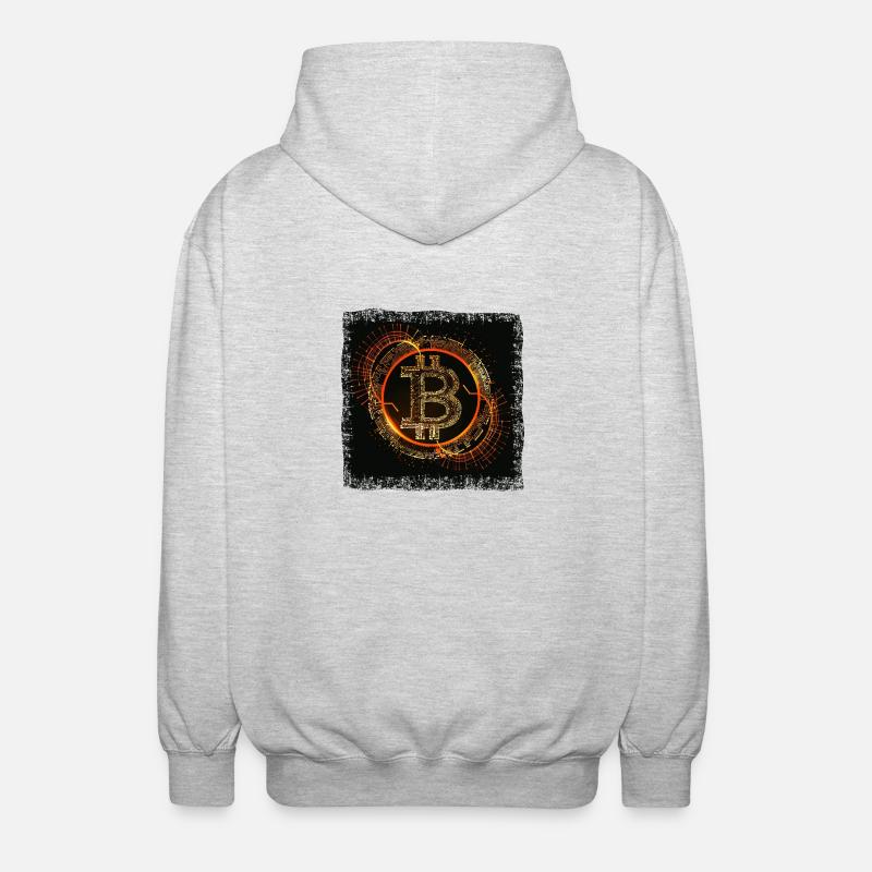 Circuits Grunge numériques Bitcoin - Veste à capuche unisexe - gris clair chiné