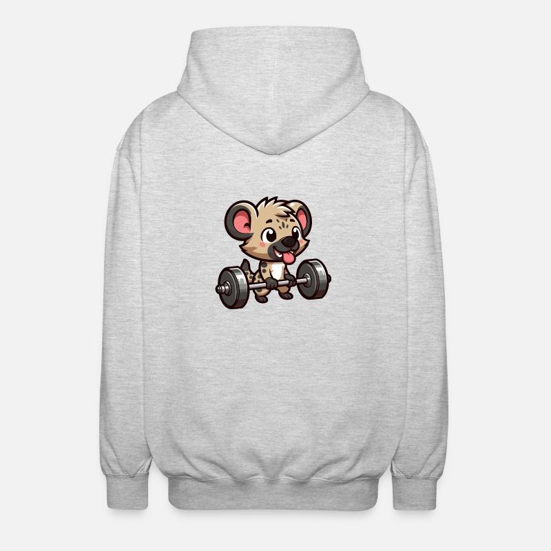 Hyäne Gewichtheber Krafttraining - Unisex Kapuzenjacke - Hellgrau meliert