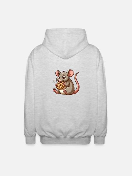 Cute mouse nibbles biscuit - Unisex Hooded Jacket - light heather grey