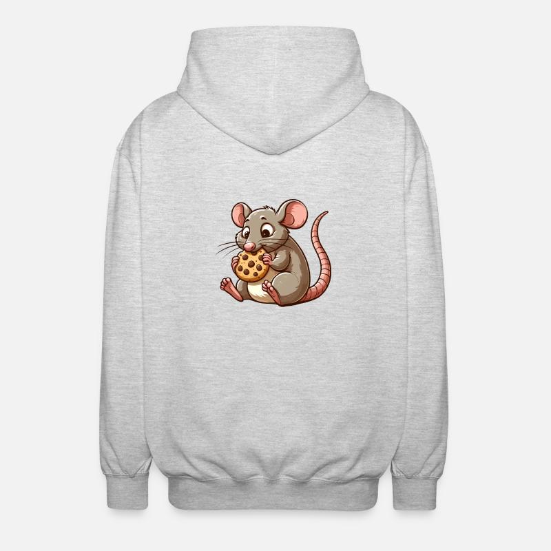 Cute mouse nibbles biscuit - Unisex Hooded Jacket - light heather grey
