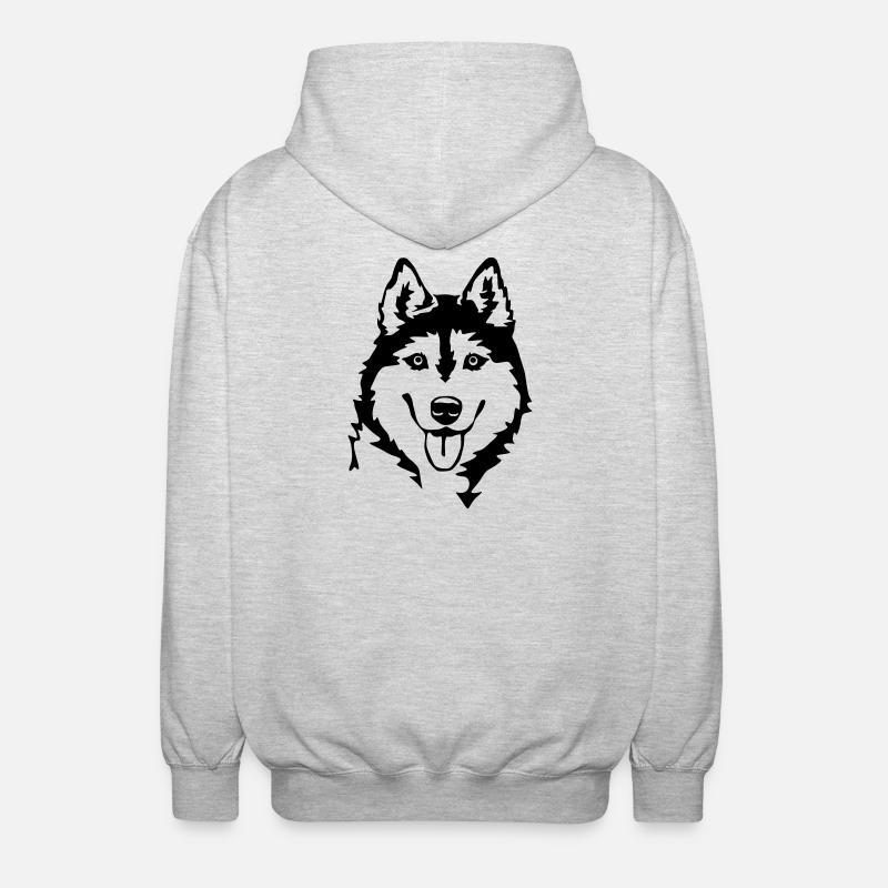 Husky Kopf - Unisex Kapuzenjacke - Hellgrau meliert