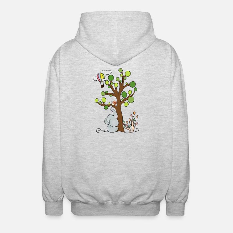 Elefant unterm Baum - Unisex Kapuzenjacke - Hellgrau meliert