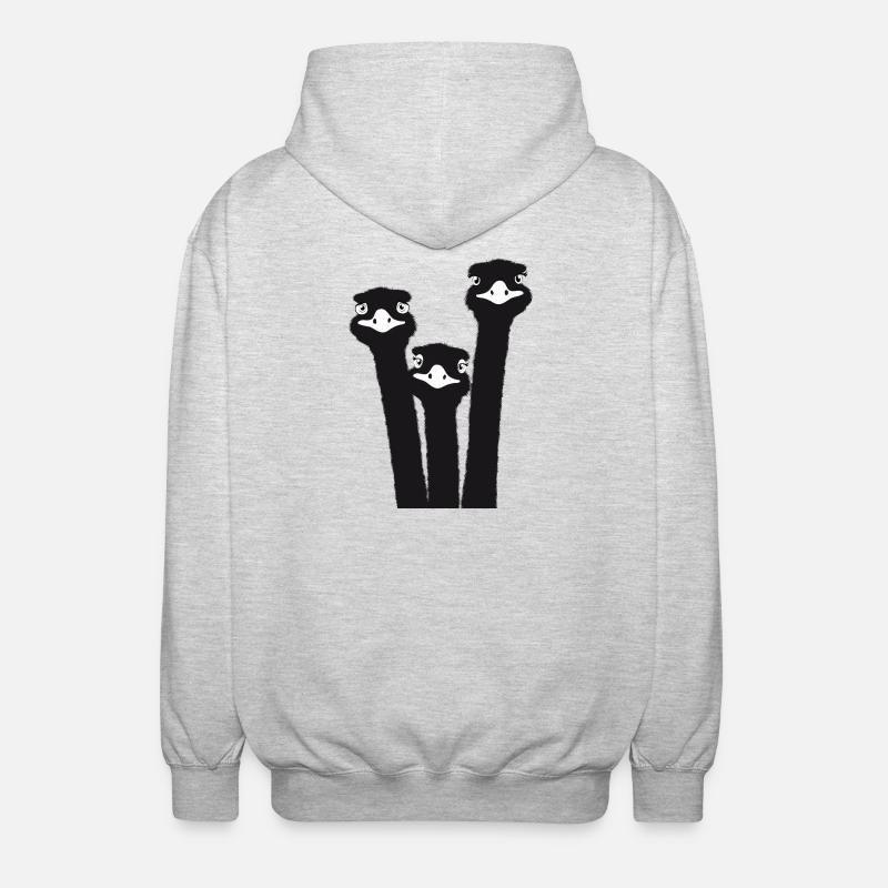 Nandu, Straußenkopf, Emu, Strauß - Unisex Kapuzenjacke - Hellgrau meliert