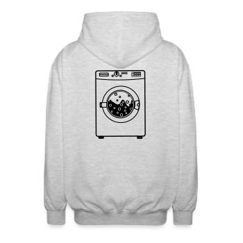 Waschmaschine - Unisex Kapuzenjacke - Hellgrau meliert - Hinten - AI Model Male 185 light (185cm)