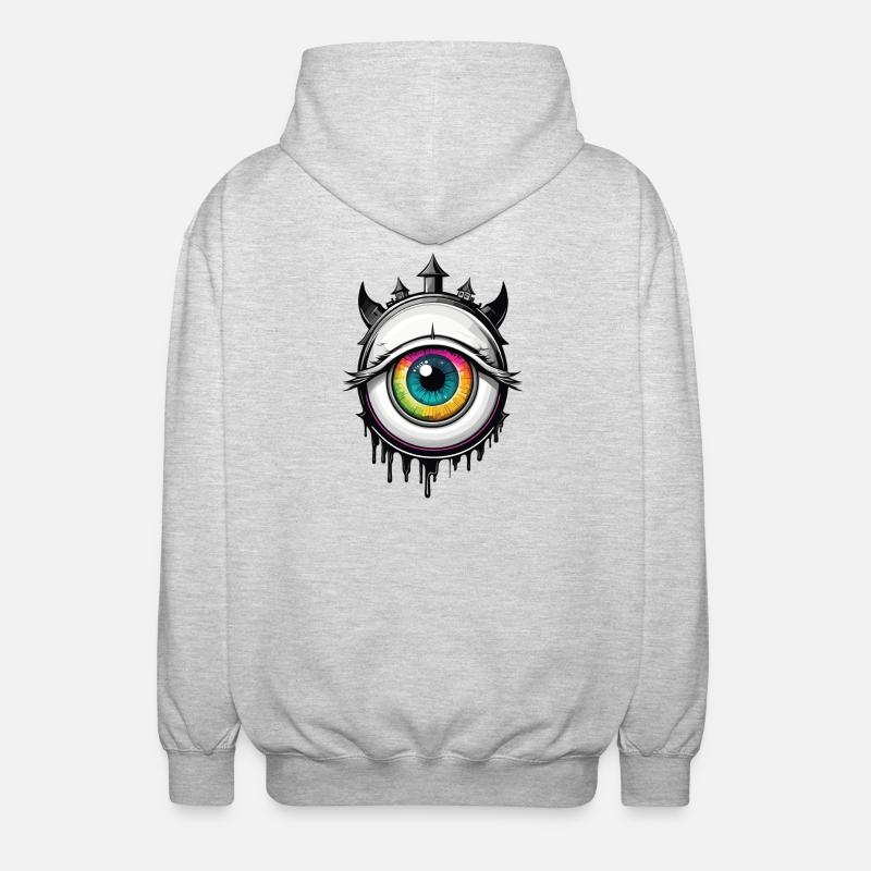 Oeil avec cornes - Veste à capuche unisexe - gris clair chiné