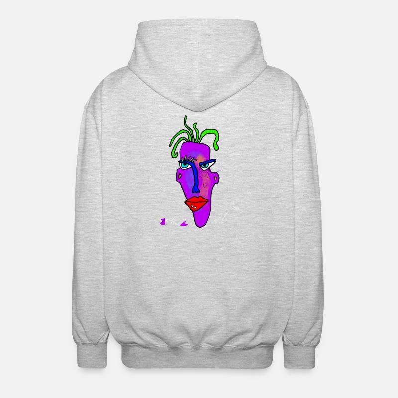 Neon Portrait Farbexplosion - Unisex Kapuzenjacke - Hellgrau meliert