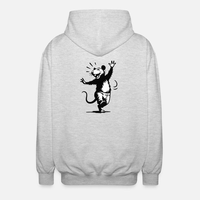 Moufette rieuse en danse - Veste à capuche unisexe - gris clair chiné