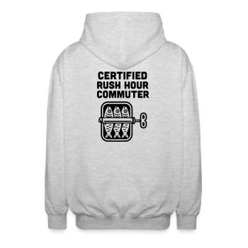 Rush Hour Commuter ÖPNV - Unisex Kapuzenjacke - Hellgrau meliert - Hinten - AI Model Male 185 light (185cm)