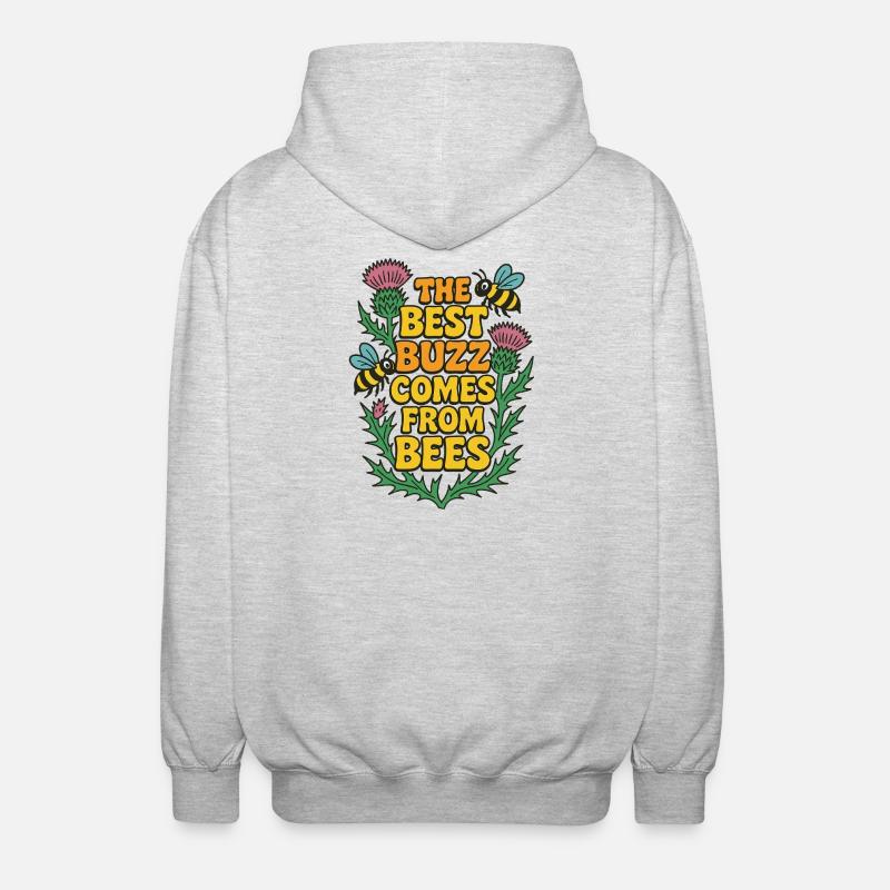 Der beste Buzz kommt von Bienen - Unisex Kapuzenjacke - Hellgrau meliert