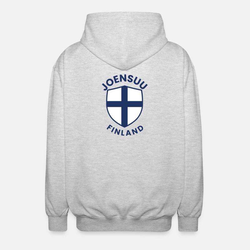 Bouclier Joensuu Drapeau de Finlande - Veste à capuche unisexe - gris clair chiné