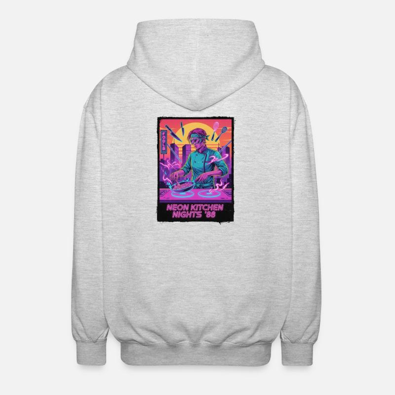 Retro Wave Kitchen - Unisex Hooded Jacket - light heather grey