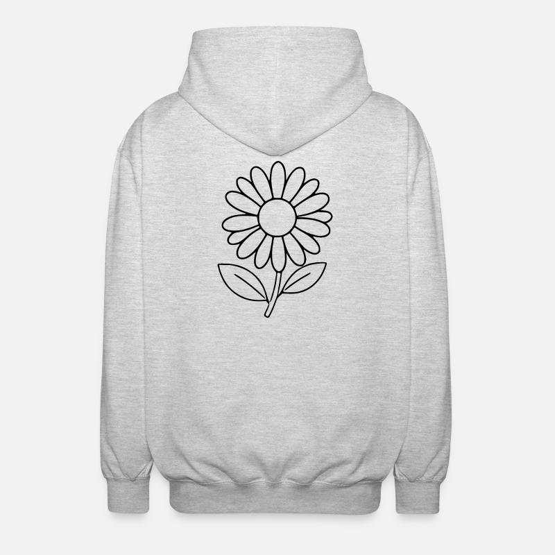 Blume schwarz schwarze Blume Blumen Gänseblümchen - Unisex Kapuzenjacke - Hellgrau meliert