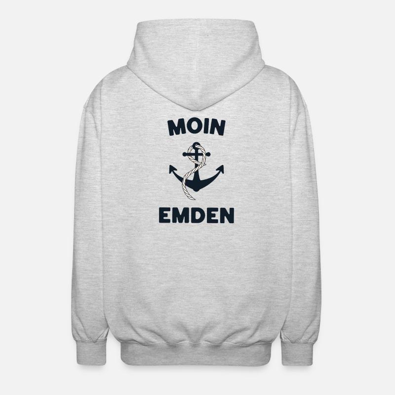Moin Emden – Maritimes Anker-Design - Unisex Kapuzenjacke - Hellgrau meliert