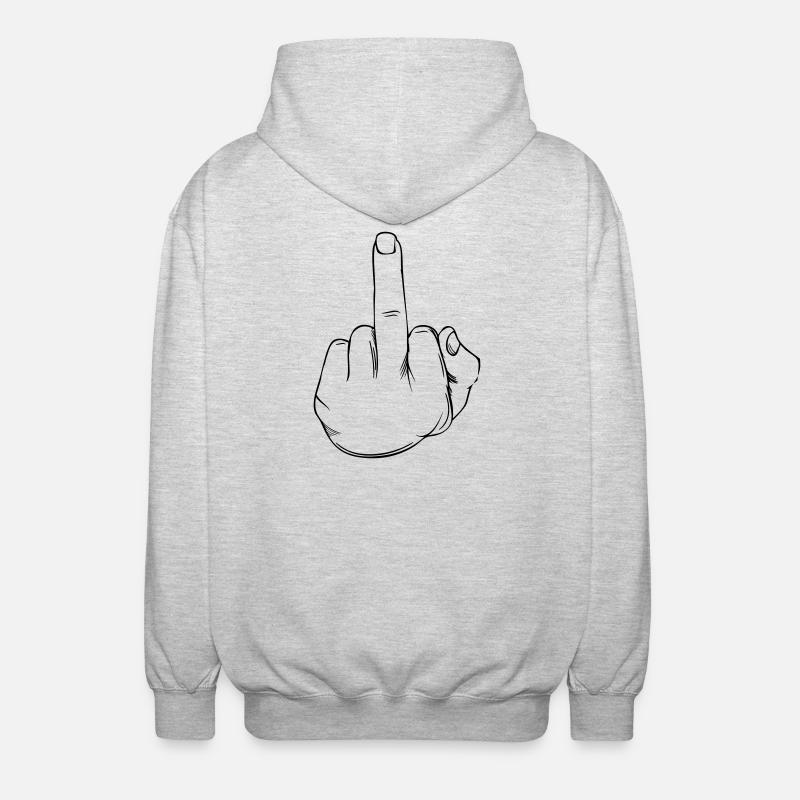 Mittelfinger Statement - Unisex Kapuzenjacke - Hellgrau meliert