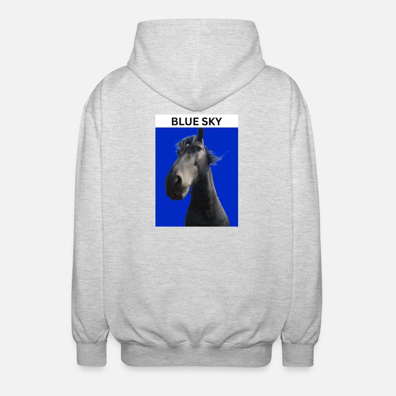 Ciel bleu et cheval - Veste à capuche unisexe - gris clair chiné