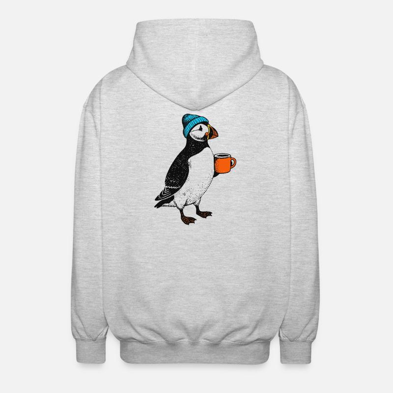 Macareux du café - Veste à capuche unisexe - gris clair chiné
