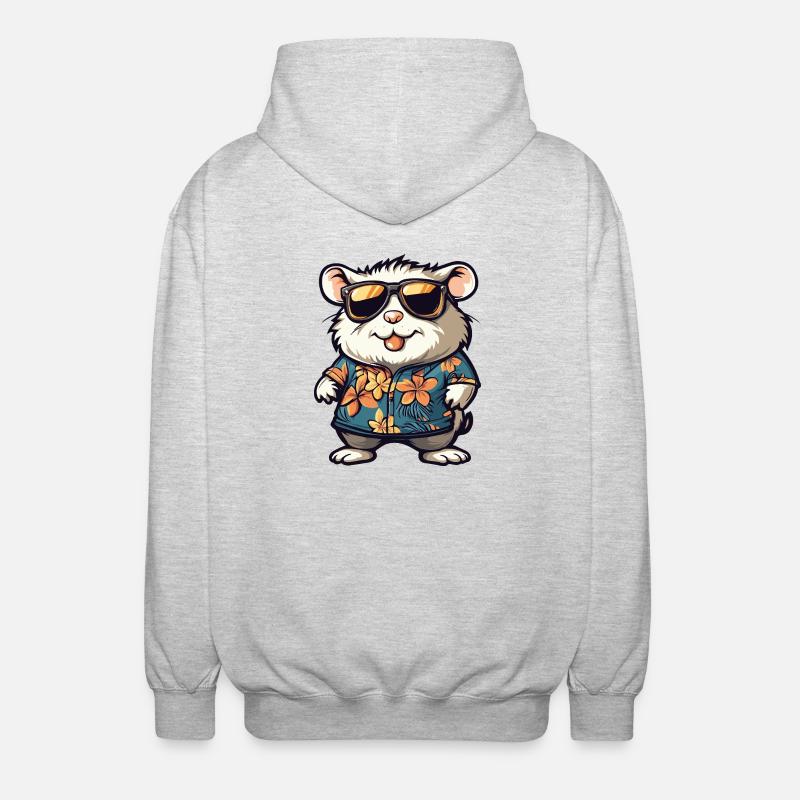 Hamster Bande dessinée Vacances - Veste à capuche unisexe - gris clair chiné