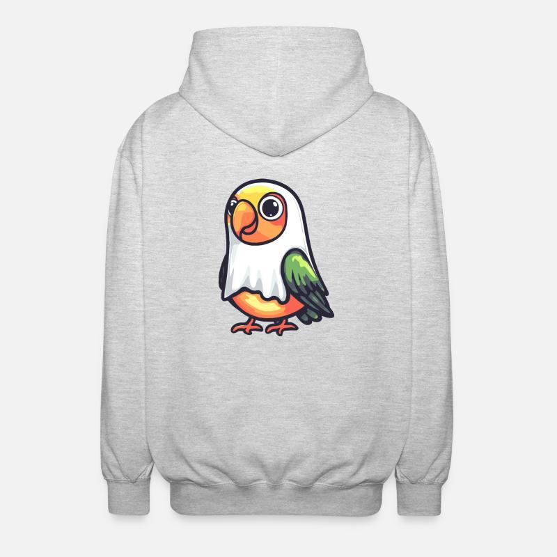 Papagai Halloween Comic Geist - Unisex Kapuzenjacke - Hellgrau meliert
