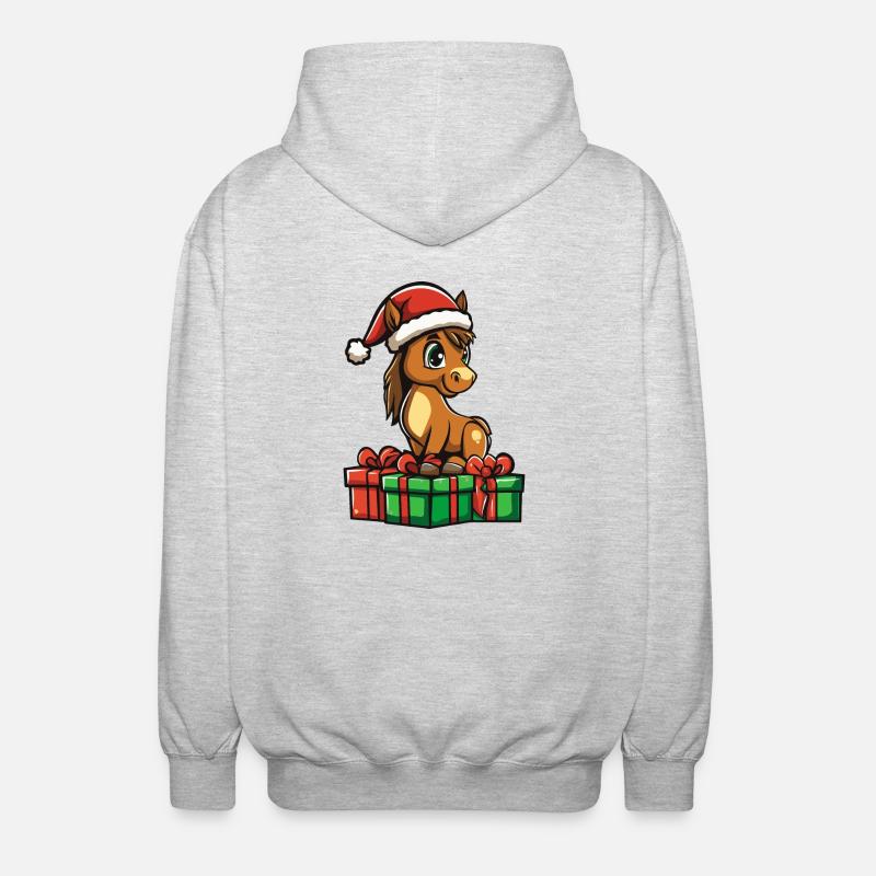 Cadeaux de Noël Cheval - Veste à capuche unisexe - gris clair chiné
