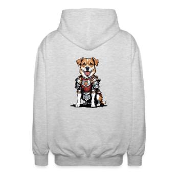 Dog Ritter Krieger Hund Geschenk Warrior Knight - Unisex Kapuzenjacke - Hellgrau meliert - Hinten - AI Model Male 185 light (185cm)