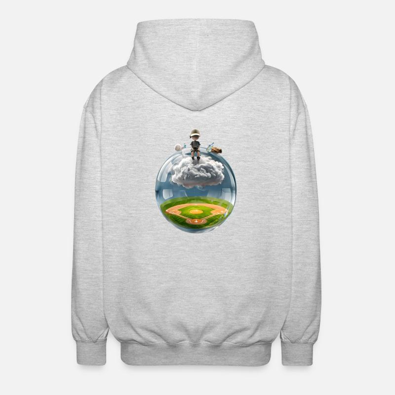 Surreale Glaskugel mit Baseballfeld - Unisex Kapuzenjacke - Hellgrau meliert