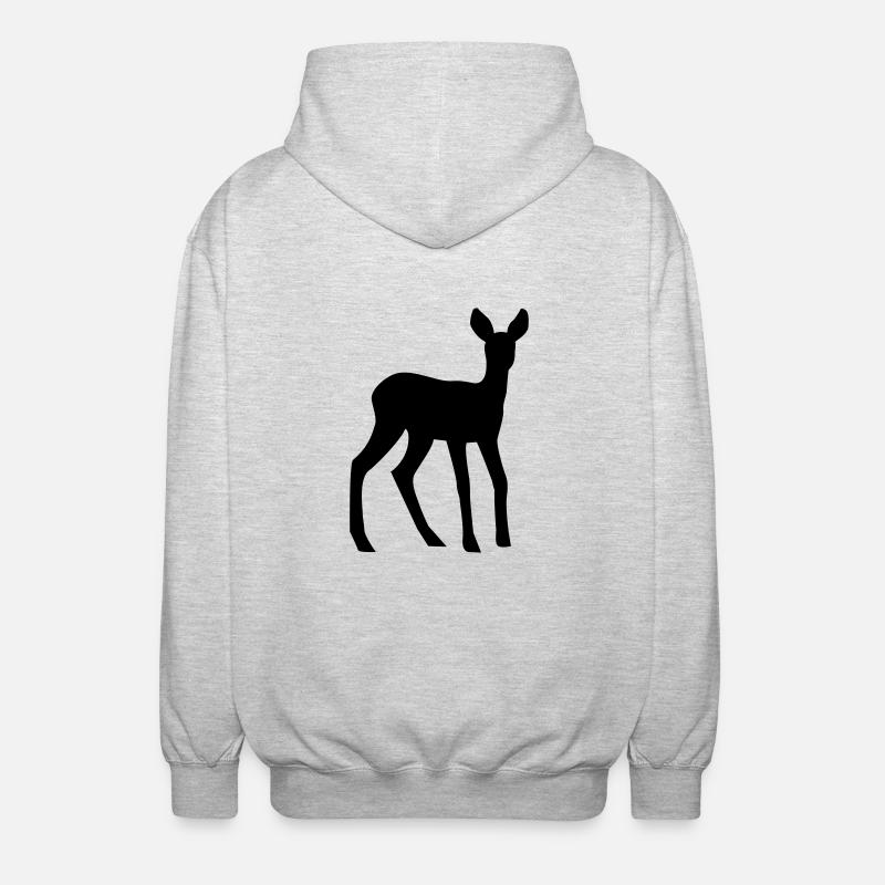Reh - Rehkitz - Unisex Kapuzenjacke - Hellgrau meliert