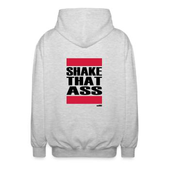 SHAKE THAT ASS - Unisex Hooded Jacket - light heather grey - Back - AI Model Male 185 light (185cm)