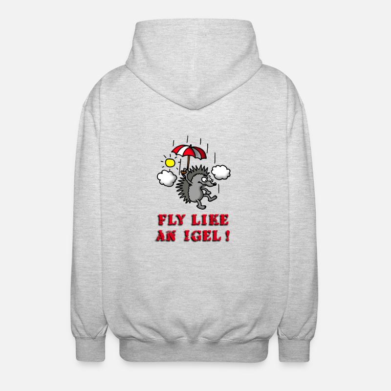 fly_like_an_igel_02_b - Veste à capuche unisexe - gris clair chiné