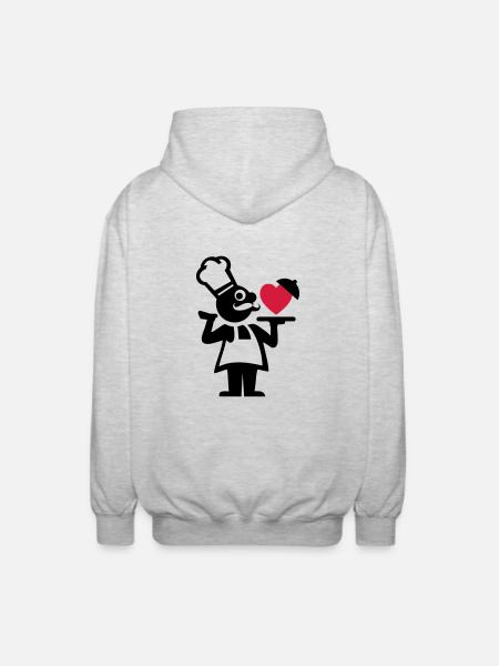 koch_mit_herz_f2 - Unisex Hooded Jacket - light heather grey