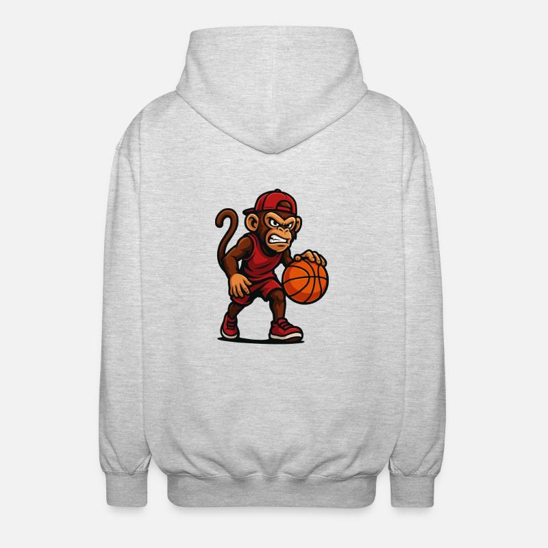 affe comic basketball - Unisex Kapuzenjacke - Hellgrau meliert
