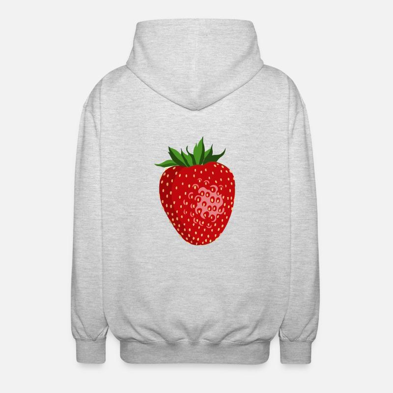 Erdbeere,Obst,Frucht - Unisex Kapuzenjacke - Hellgrau meliert